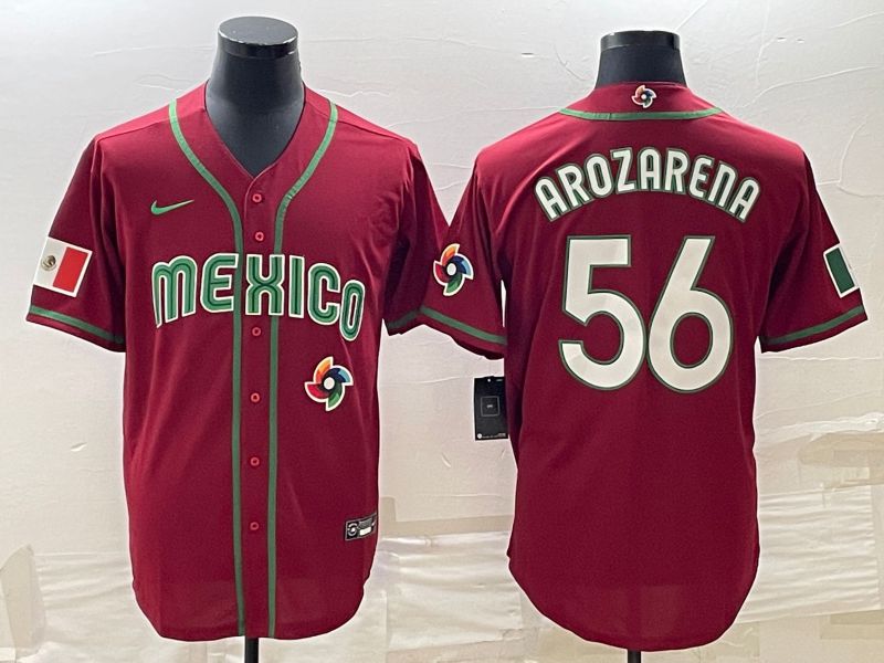 Men 2023 World Cub Mexico 56 Arozarena Red Nike MLB Jersey